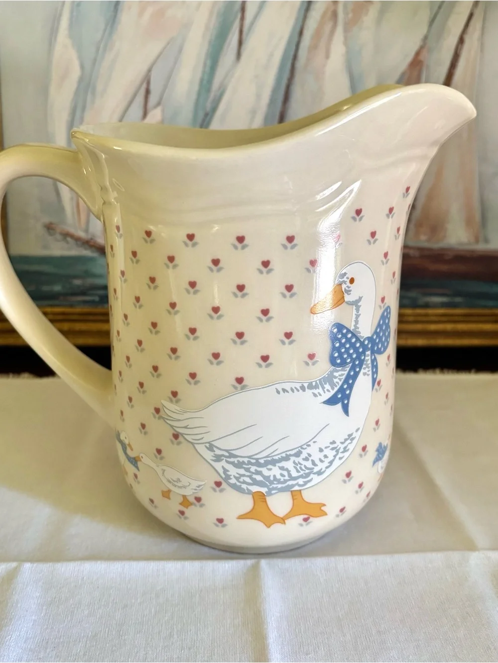 Vintage Goose Pitcher Aunt Rhody Stoneware Cottagecore Kitchen - Picture 3 of 5